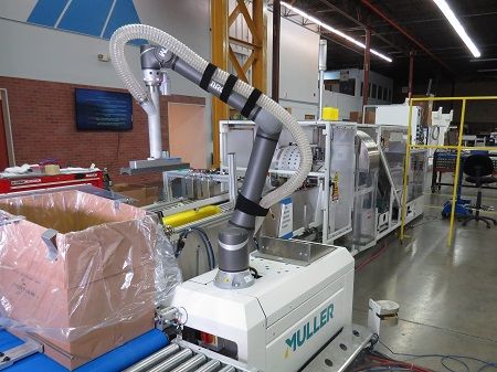 Muller unveils first self-contained cobot case packer