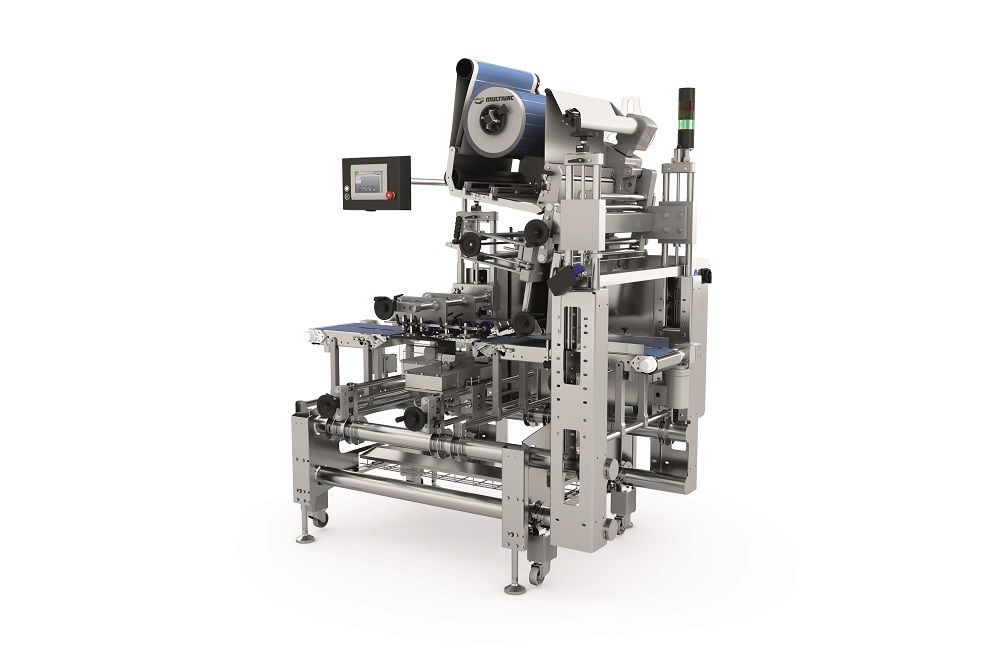 Full wrap labelling solution for bakery products in hinged trays