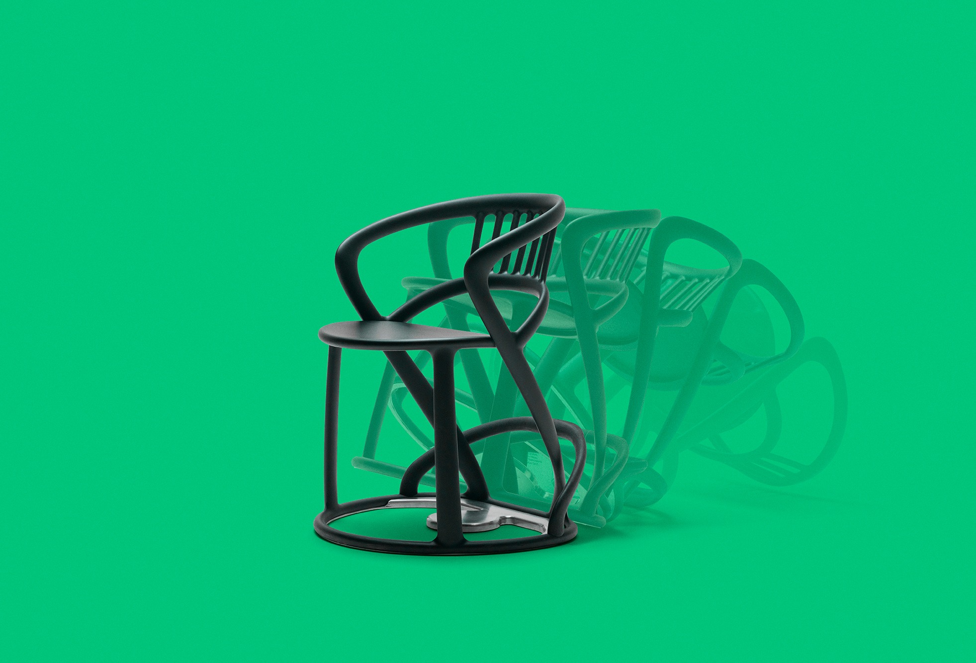 Self-rising chair made from recycled plastic
