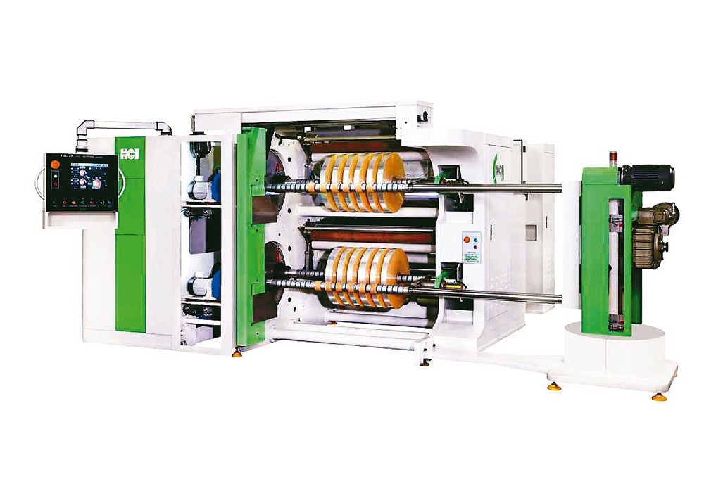 The HCI turret rewind slitting machine significantly improves production efficiency