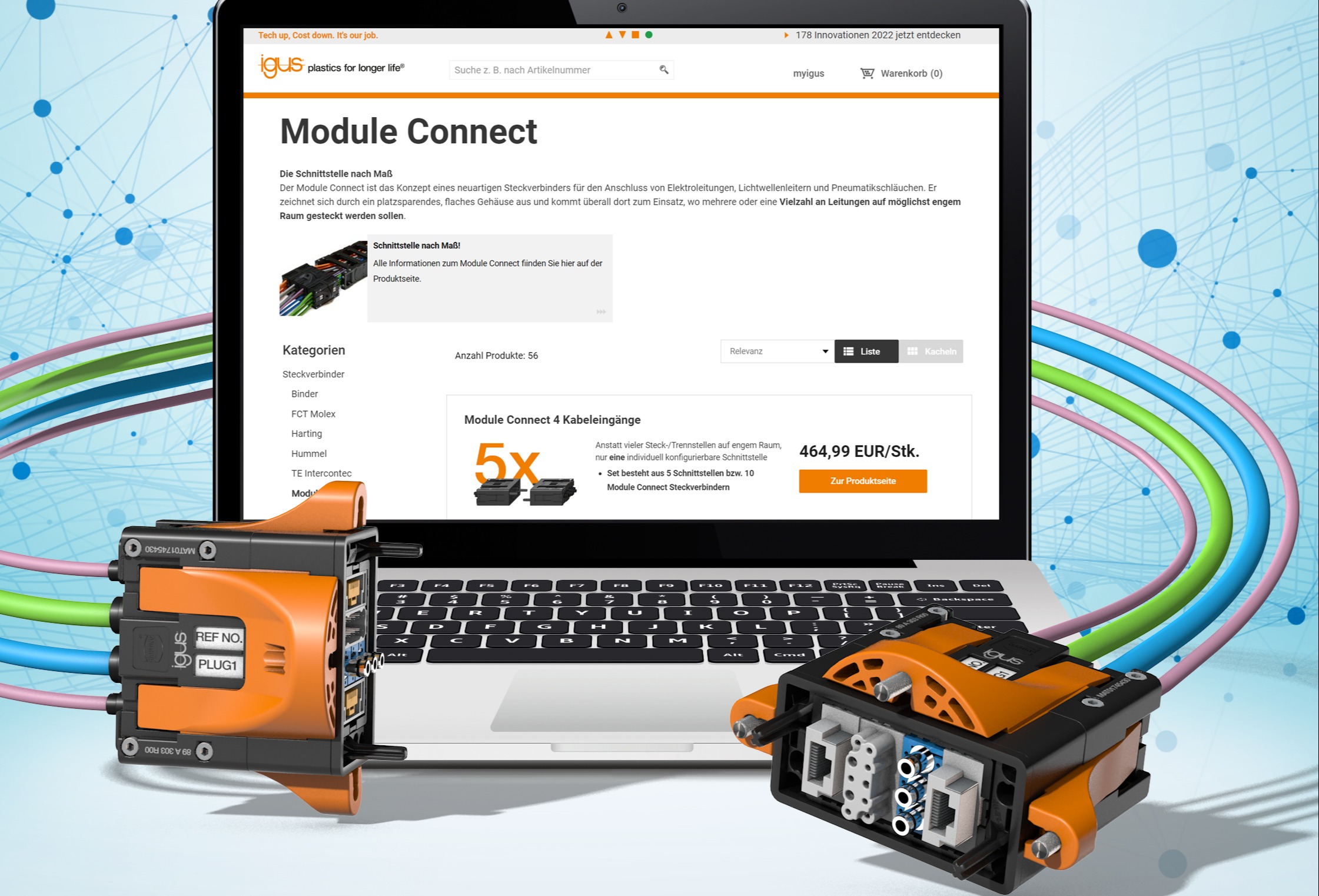 Space-saving plug-in connector from igus